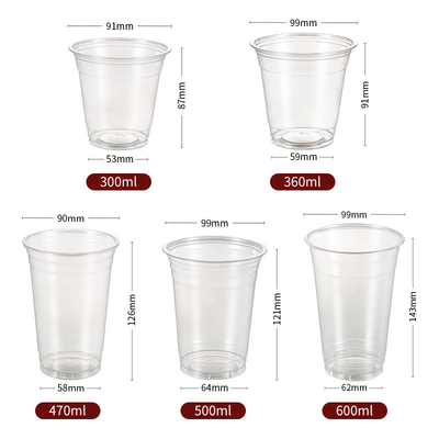 Wholesale 95mm Clear Plastic Cups PET Cold Drinking Cups for Ice Coffee Juice Boba Milk Tea Bubble Cup Beer