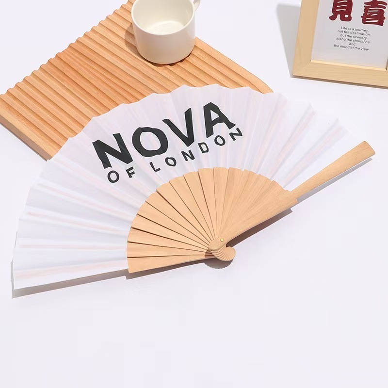 Carved Wooden Hand Fan with Decorative Patterns for Party Advertising 8 inch /21*38cm