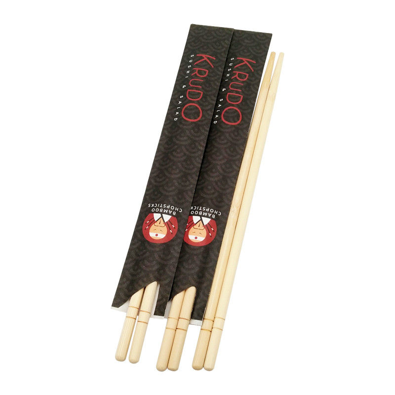 Biodegradable Disposable Bamboo Chopsticks with Black Flower Paper Wrapping