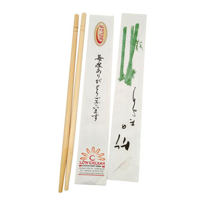 Logo Printed Restaurant Chinese Bamboo Chopsticks , Twins Wooden Chopsticks Compostable